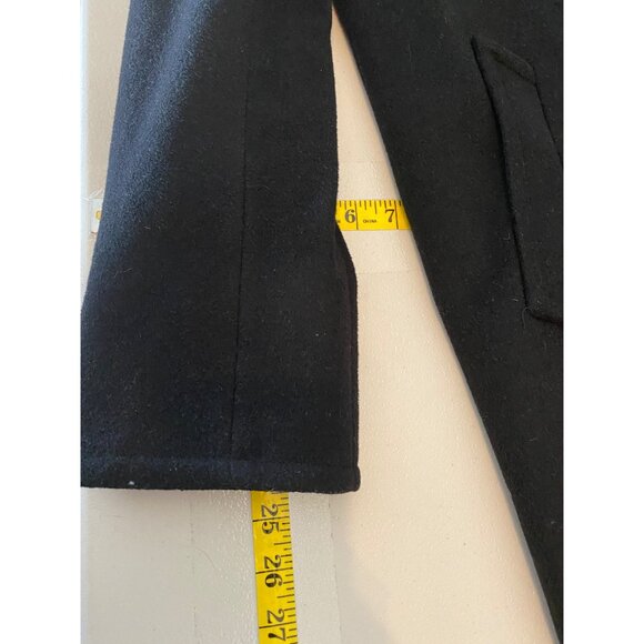 Ellen Tracy Black Wool Blend Coat W/ Faux Fur Trim Size 6 - Picture 12 of 12
